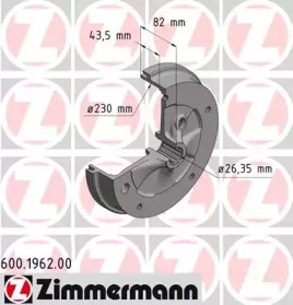 Тормозный барабан ZIMMERMANN 600.1962.00