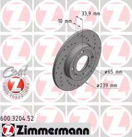 Тормозной диск ZIMMERMANN 600.3204.52