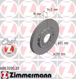 Тормозной диск ZIMMERMANN 600.3205.20