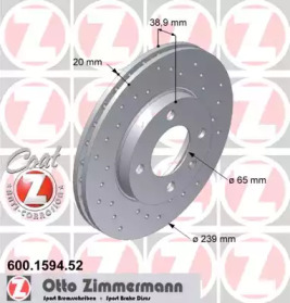 Тормозной диск ZIMMERMANN 600.1594.52