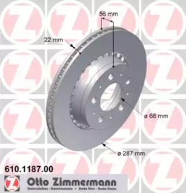 Тормозной диск ZIMMERMANN 610.1187.00