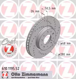 Тормозной диск ZIMMERMANN 610.1195.52