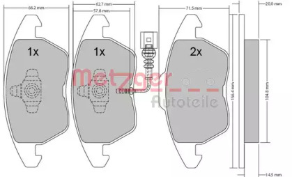 Комплект тормозных колодок METZGER 1170007