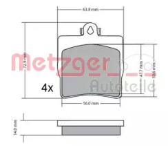 Комплект тормозных колодок METZGER 1170016