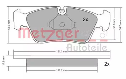 Комплект тормозных колодок METZGER 1170019