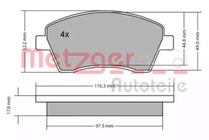 Комплект тормозных колодок METZGER 1170029