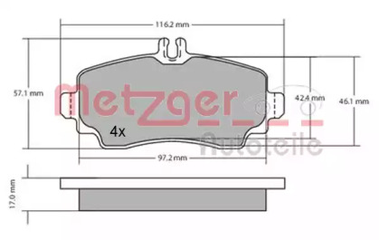 Комплект тормозных колодок METZGER 1170041