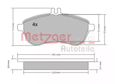 Комплект тормозных колодок METZGER 1170046