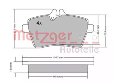 Комплект тормозных колодок METZGER 1170053