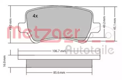 Комплект тормозных колодок METZGER 1170056