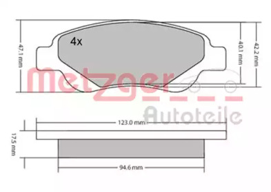 Комплект тормозных колодок METZGER 1170089