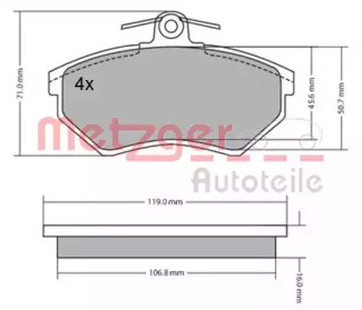 Комплект тормозных колодок METZGER 1170095