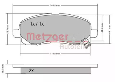 Комплект тормозных колодок METZGER 1170133