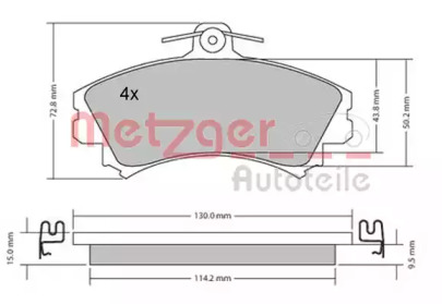 Комплект тормозных колодок METZGER 1170143