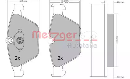 Комплект тормозных колодок METZGER 1170168