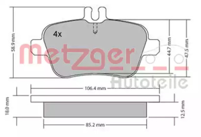 Комплект тормозных колодок METZGER 1170204