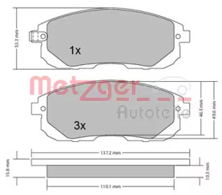 Комплект тормозных колодок METZGER 1170208