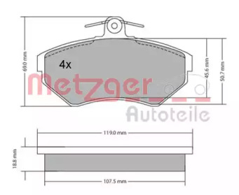 Комплект тормозных колодок METZGER 1170214