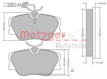 Комплект тормозных колодок METZGER 1170258