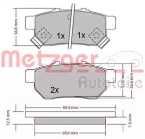 Комплект тормозных колодок METZGER 1170272