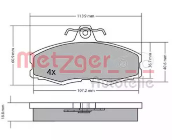 Комплект тормозных колодок METZGER 1170286