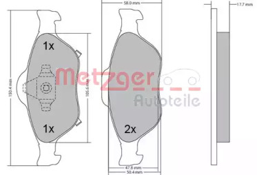 Комплект тормозных колодок METZGER 1170287