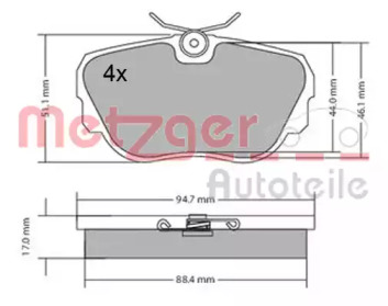 Комплект тормозных колодок METZGER 1170316