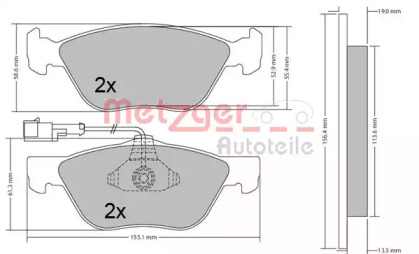 Комплект тормозных колодок METZGER 1170321