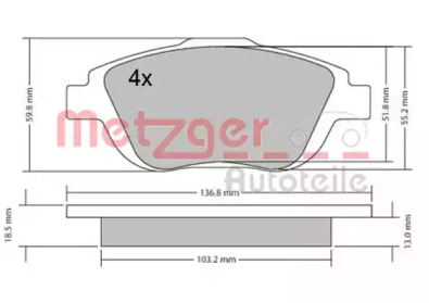 Комплект тормозных колодок METZGER 1170326