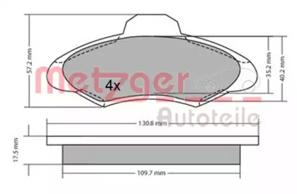 Комплект тормозных колодок METZGER 1170329