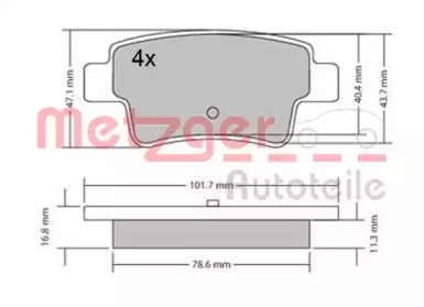 Комплект тормозных колодок METZGER 1170333