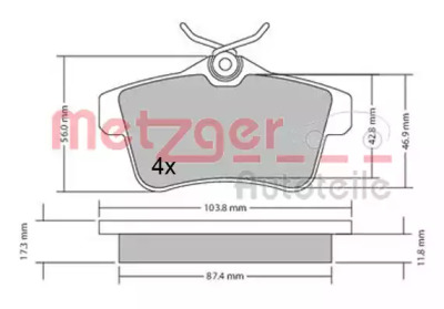 Комплект тормозных колодок METZGER 1170335