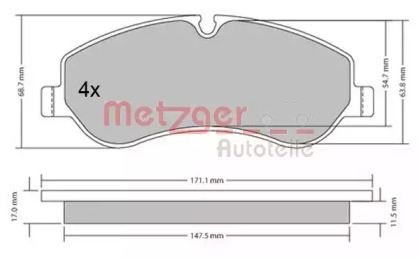 Комплект тормозных колодок METZGER 1170349