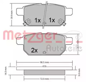 Комплект тормозных колодок METZGER 1170360