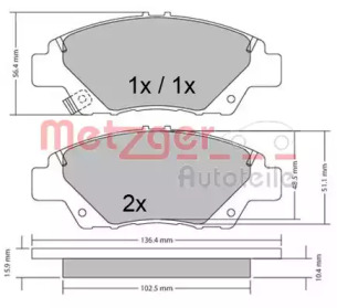 Комплект тормозных колодок METZGER 1170367