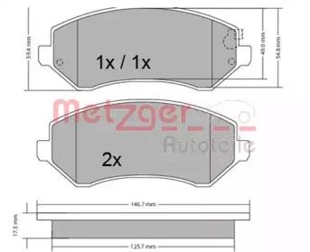 Комплект тормозных колодок METZGER 1170378