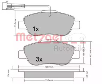 Комплект тормозных колодок METZGER 1170382