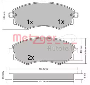 Комплект тормозных колодок METZGER 1170394