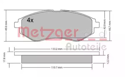 Комплект тормозных колодок METZGER 1170404