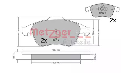 Комплект тормозных колодок METZGER 1170409