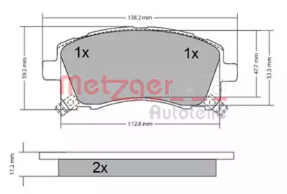 Комплект тормозных колодок METZGER 1170416