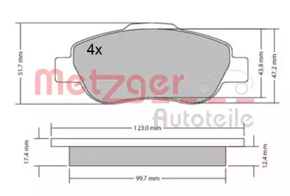 Комплект тормозных колодок METZGER 1170440