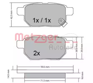 Комплект тормозных колодок METZGER 1170444