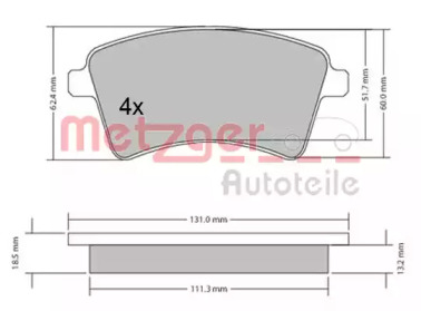 Комплект тормозных колодок METZGER 1170467