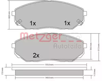 Комплект тормозных колодок METZGER 1170539