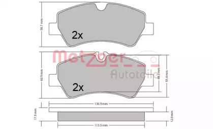 Комплект тормозных колодок METZGER 1170545