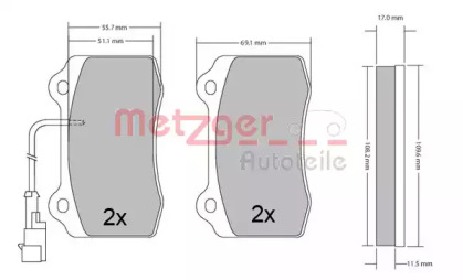 Комплект тормозных колодок METZGER 1170551