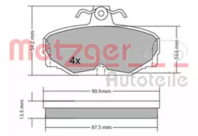 Комплект тормозных колодок METZGER 1170570