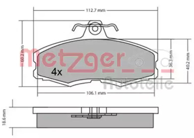 Комплект тормозных колодок METZGER 1170598