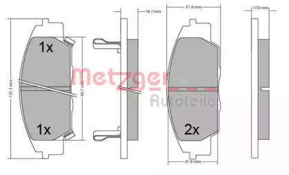 Комплект тормозных колодок METZGER 1170649